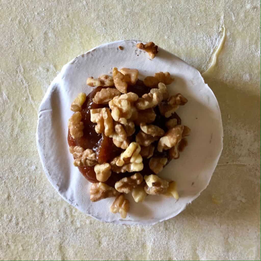 apple-butter walnut baked brie
